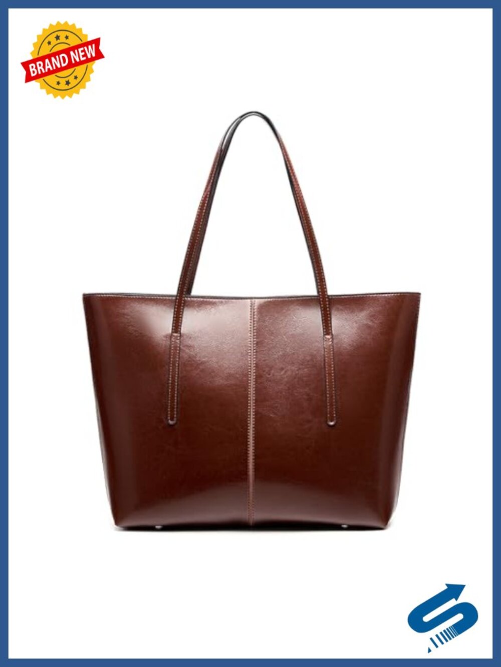 Genuine Leather Tote Bag Large Shoulder Purse Zip Work Travel